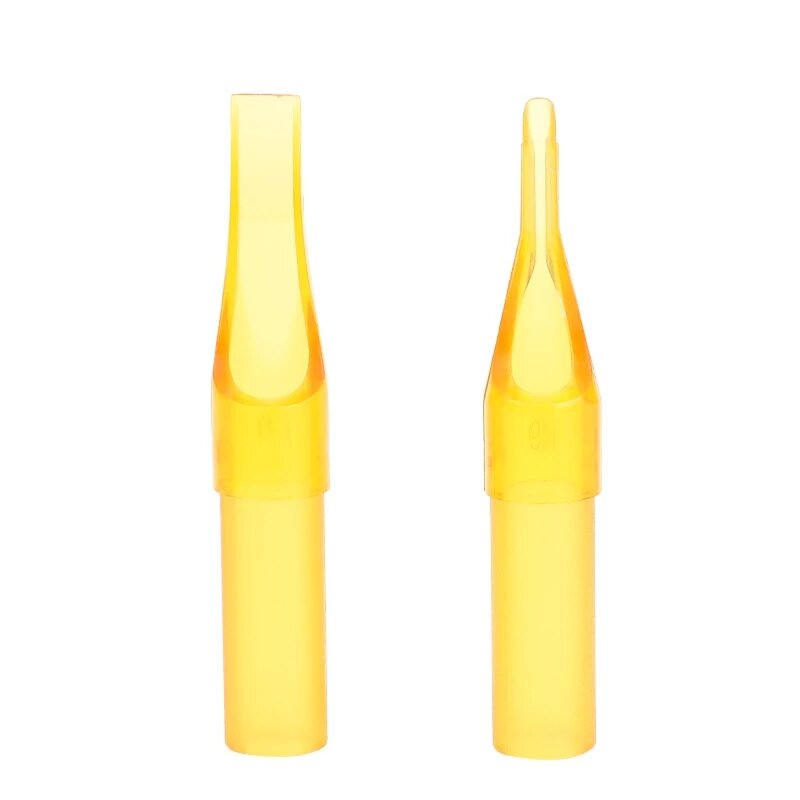 50Pcs Disposable Tattoo Machine Gun Nozzle Tips Yellow Plastic Steriled Assorted Permanent Makeup Needle Tubes Mouth Supplies