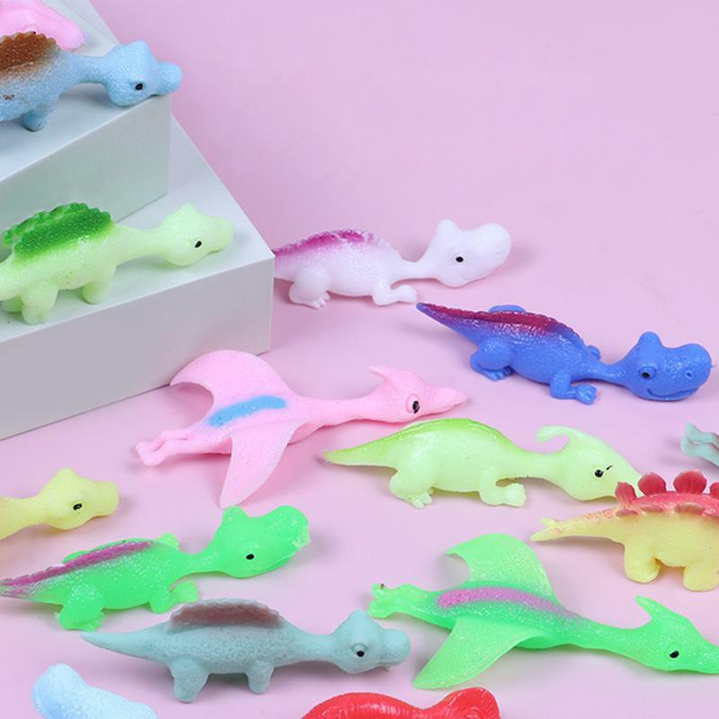Proca dinozaur zabawki na palec rozciągliwe lepkie zabawki kreatywne śliczne palec z procy lepkie dinozaury zabawki na palec na imprezę