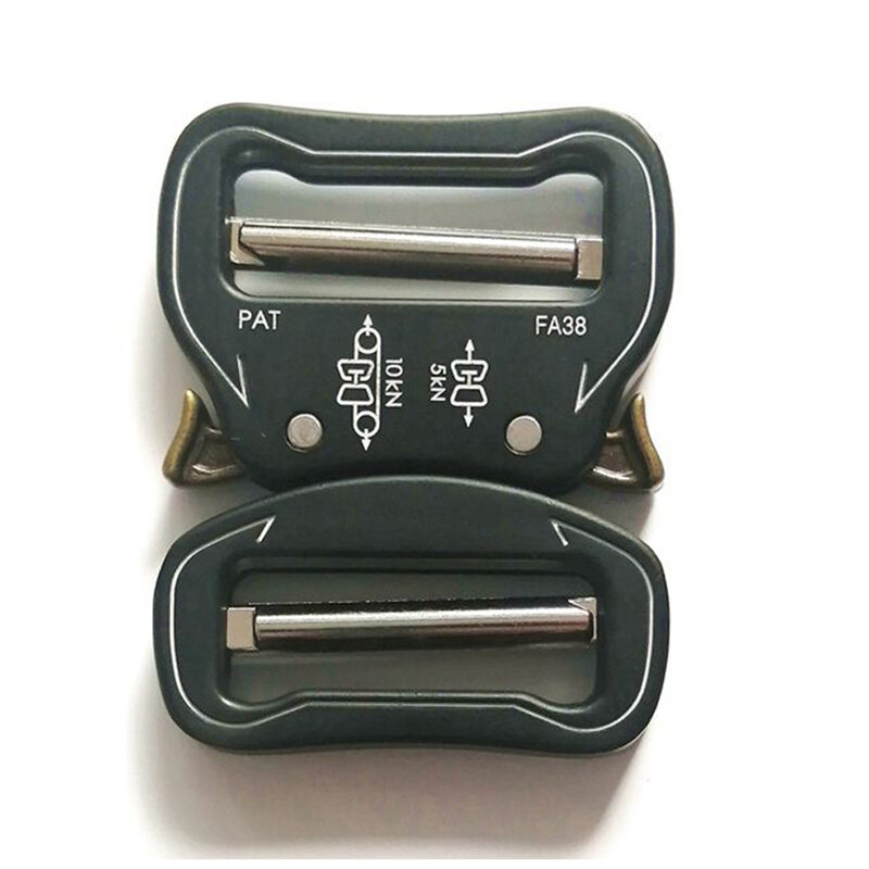 Dupla Ajustável No-Sew Tactical Belt Buckle para Homens, Preto Bagagem Webbing Clip, Quick Release, Largura 38mm