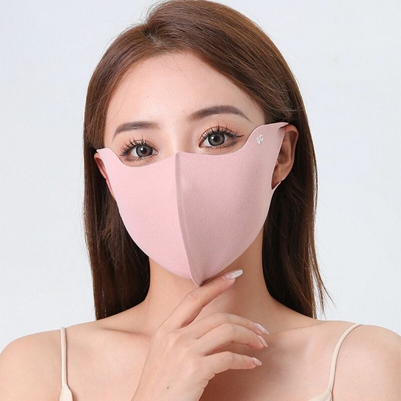 Summer Ice Silk Mask Breathable Sunscreen Face Scarf Solid Color Face Cover UV Protection Eye Protection Face Gini Mask Hiking