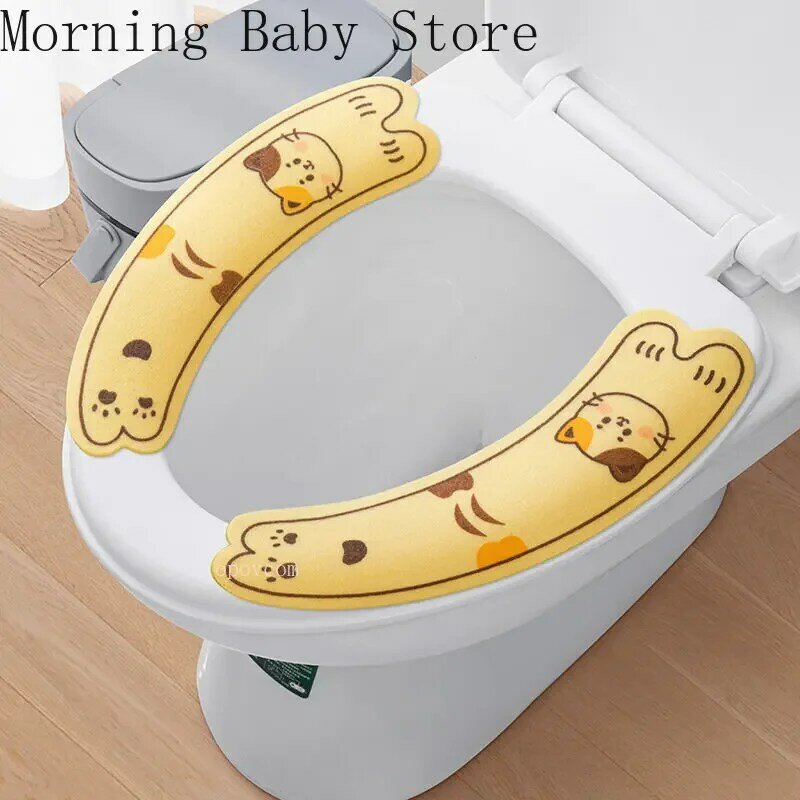 1 Pair Cute Cartoon Cat Rabbit Toilet Sticker Toilet Mat Soft Universal Closestool Mat Pad Washable Toilet Bathroom Accessories