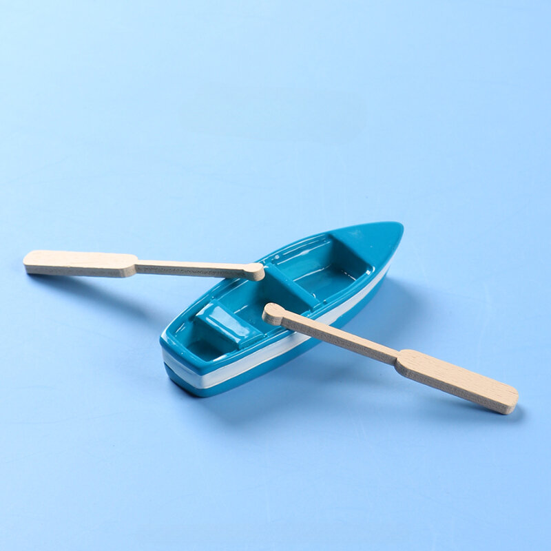 Modelo de mini barco com pás para crianças, brinquedos cognitivos, brinquedo bonito dos desenhos animados, ornamentos de micro-paisagem, adereços paisagísticos