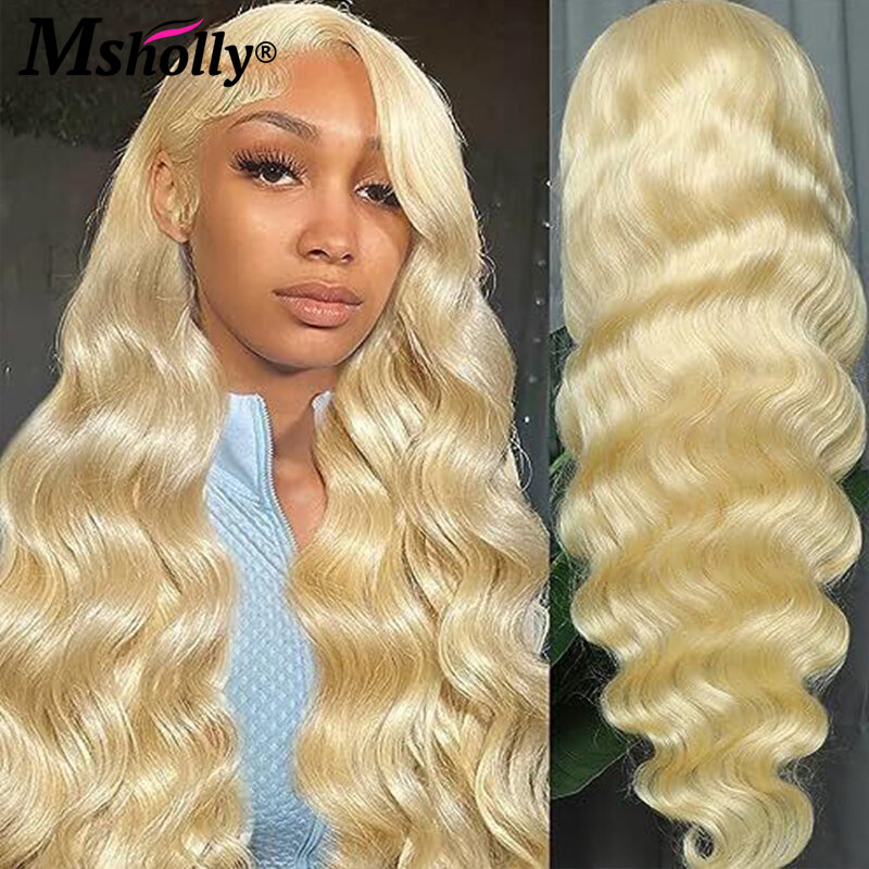 13x4 Lace Front Human Hair Wig 613 Body Wave Colored Human Hair Wigs For Women Brazilian Remy Wavy Wig 30 Inch Hair Wear And Go