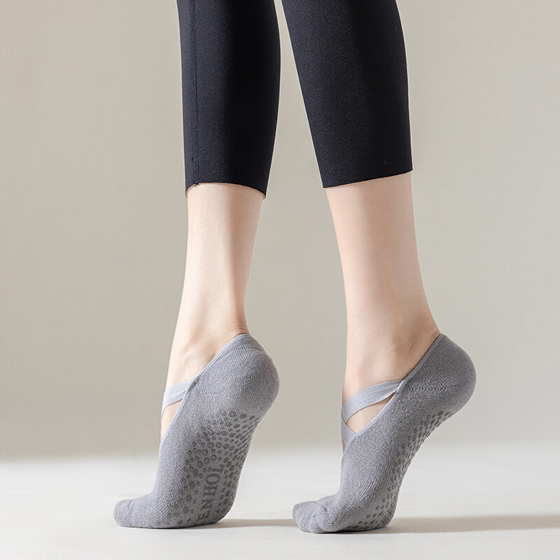 Yoga Socks Women Cotton Silicone Non-slip Pilates Grip Towel  No-Show Barre Sock