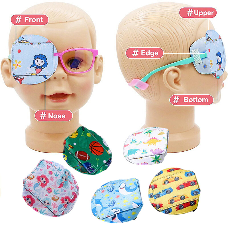Amblyopia óculos reutilizáveis para crianças, óculos cobrir, cuidados com a visão, preguiçoso eyeshade, cobrindo pano, criança estrabismo tratamento eyepatch, 1x
