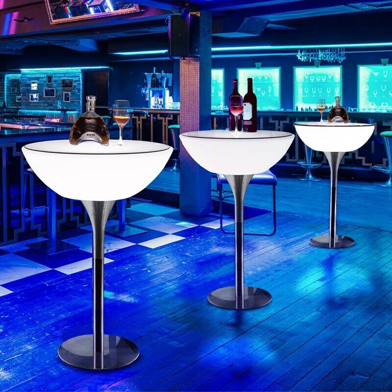 Muebles de salón de bar personalizados, club nocturno iluminado, mesa de bar LED impermeable, mesas de cóctel altas