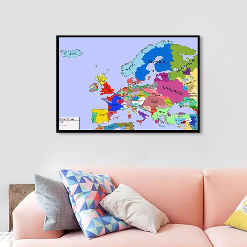 90*60 cm a europa política e mapa de estrada moderna parede arte cartaz da lona pintura decoração para casa crianças material escolar