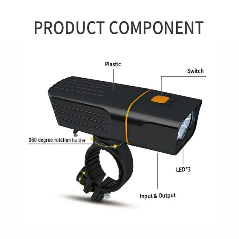 TK3 lampu depan sepeda LED portabel, lampu depan sepeda gunung sepeda jalan MTB dapat diisi ulang USB