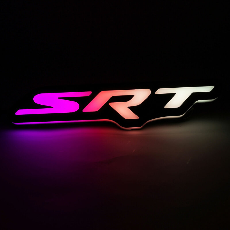 Indicatore della lampada della griglia RGB dinamico multicolore avviso di pericolo lampeggiante avvertimento luci dell'emblema APP Bluetooth per SRT Dodge