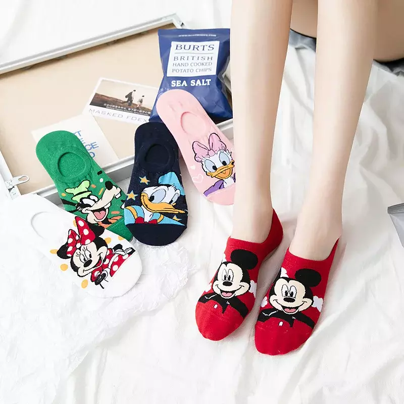 Girl cartoon Mickey Donald Duck boat socks summer girl thin section cute cartoon element socks shallow mouth socks Disney