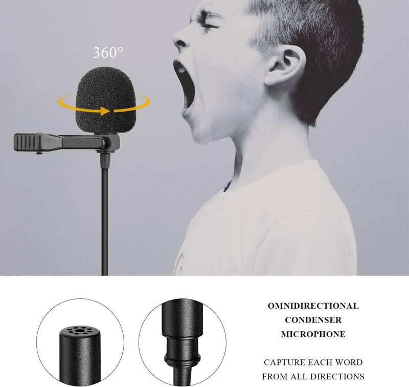BOYA BY-M1 6m Professionnel Condensateur Lavalier Revers Microphone pour PC Ordinateur Portable Smartphone iPhone DSLR Youtube Streaming