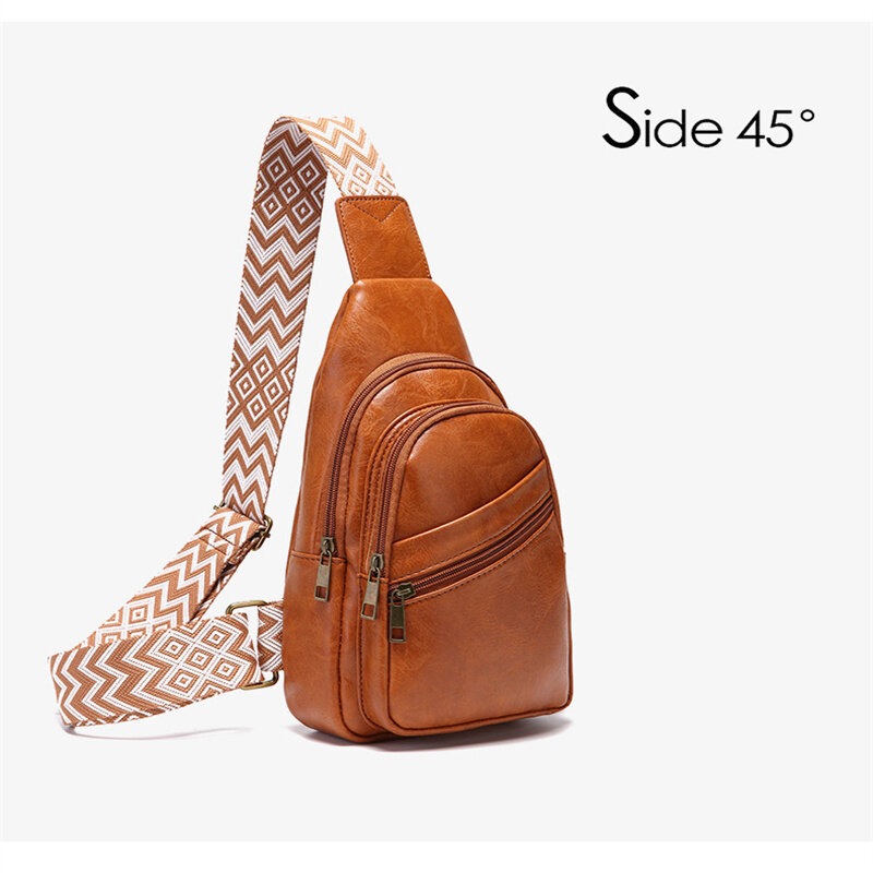 กระเป๋าคาดอกแฟชั่นแนวลำลองใหม่2023แบบย้อนยุคกระเป๋าสะพายคาดลำตัวของผู้หญิงสีทึบกระเป๋าคาดเอว