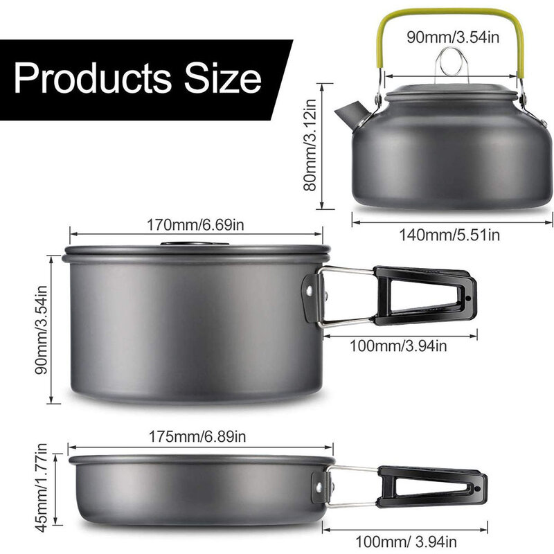 Camping Tableware Hiking Set Equipment Travel Picnic Outdoor Cooking Pan Supplies Tourism Portable Dishes Nature Hike Cookware