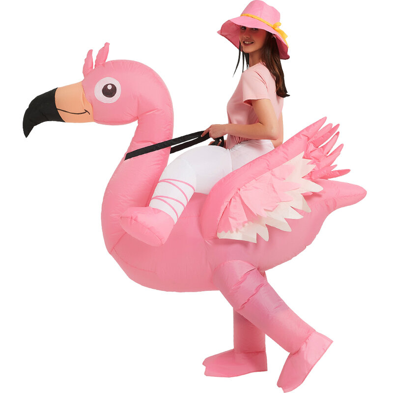 Flamingo Opblaasbaar Kostuum Kids Rijden Op Eenhoorn Kostuums Grappig Bunny Fancy Cosplay Dress Party Halloween Kostuum Voor Volwassenen