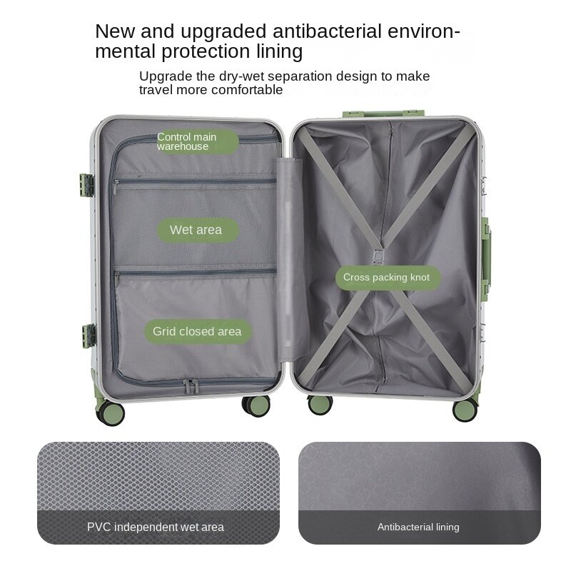 Little Fresh Suitcase est une valise de chiffrage à roulettes unisexe robuste qui peut se rétrécir dans une grande capacité pour répondre à vos besoins.