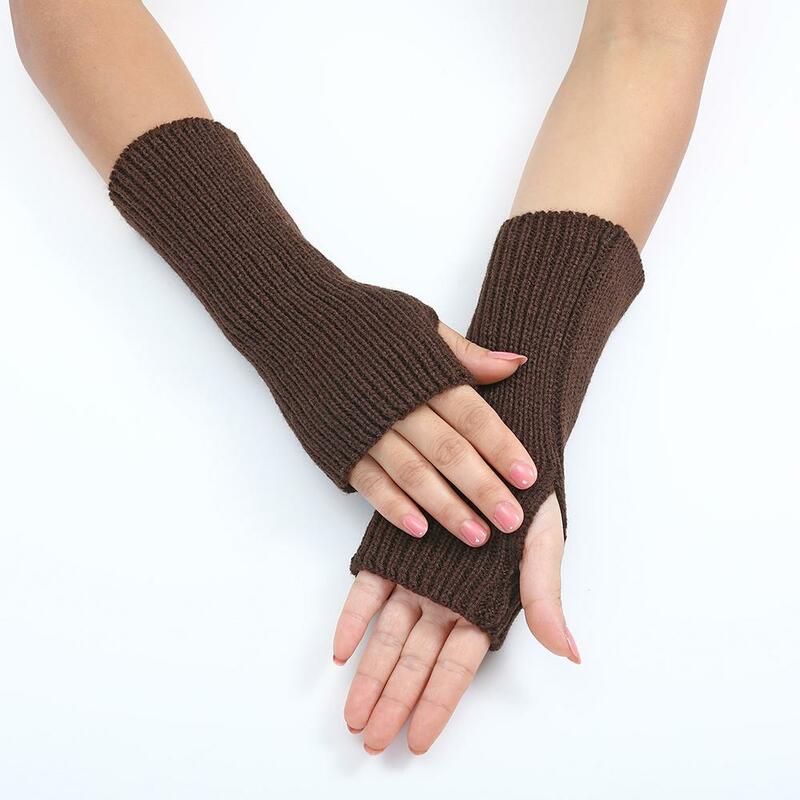 Dzianinowe rękawiczki zimowe bez palców w stylu Y2K jednolity kolor miękkie miękkie ciepła wełna dziewiarskie elastyczne rękawiczki cieplej dla kobiet mężczyzn