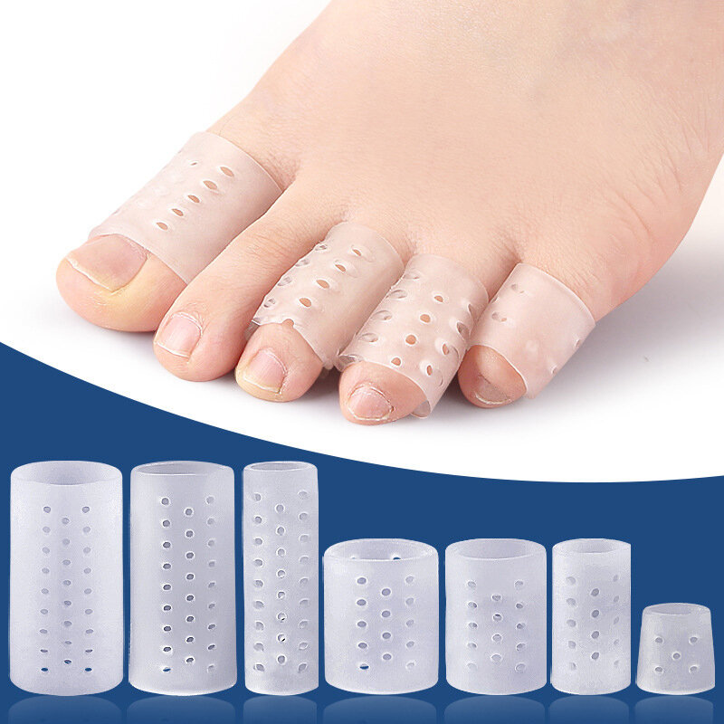 Protector de tubo pequeño para dedos de los pies, Gel de silicona, 2 piezas, evita ampollas, antifricción, transpirable, cuidado de los pies, herramientas de pedicura