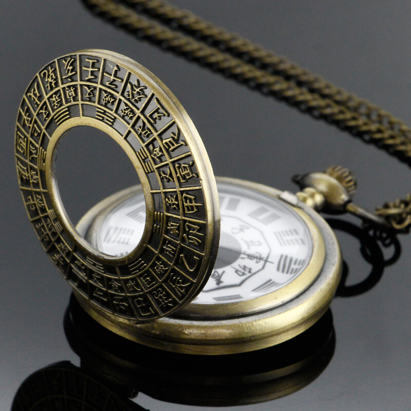 Мужские кварцевые наручные часы, винтажные наручные часы в стиле стимпанк с рельефным текстом и кулоном на ожерелье