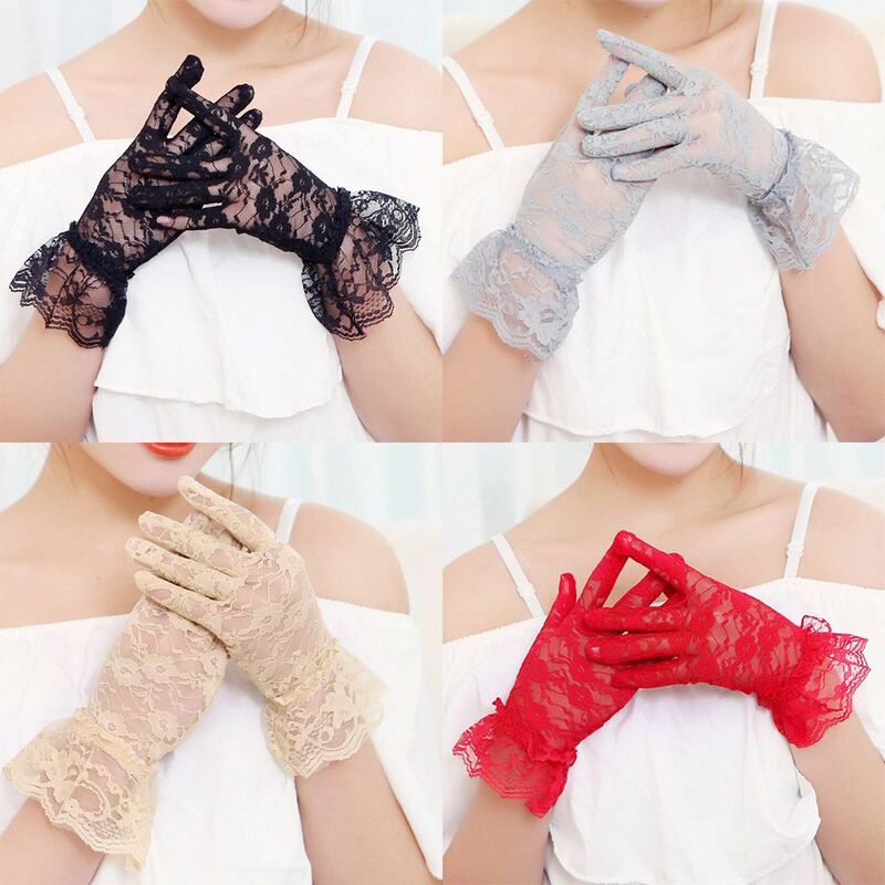 ถุงมือแฟชั่นสำหรับเจ้าสาวในงานแต่งงานถุงมือขับรถถุงมือผ้าลูกไม้สำหรับงานเลี้ยง