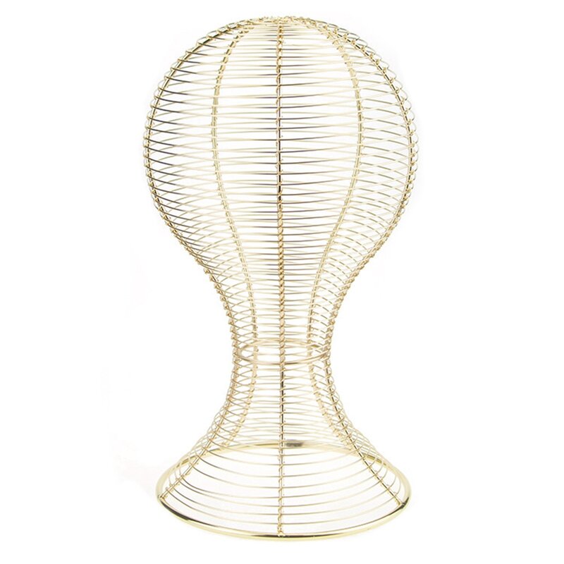Metal Wigs Display Stands Hair Mannequin Head Hat Display Holder Stand Tool Storage Rack for Shop Salon Home Gold