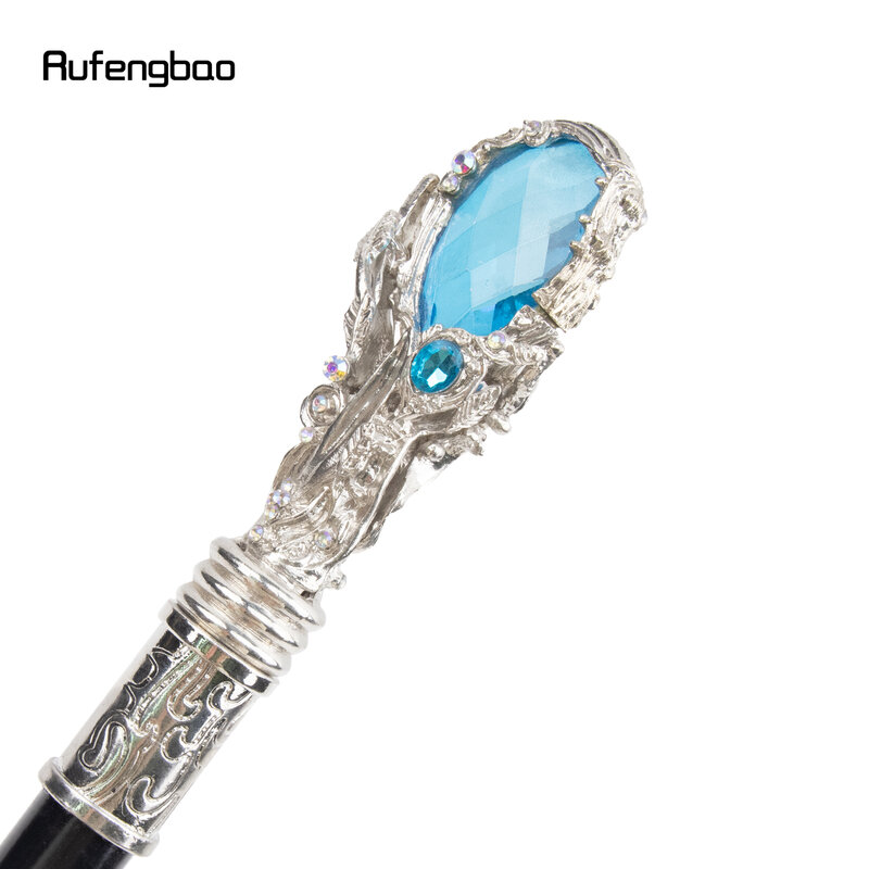 Light Blue Diamond Type White Walking Cane Fashion Decorative Walking Stick Gentleman Elegant Cosplay Cane Knob Crosier 93cm