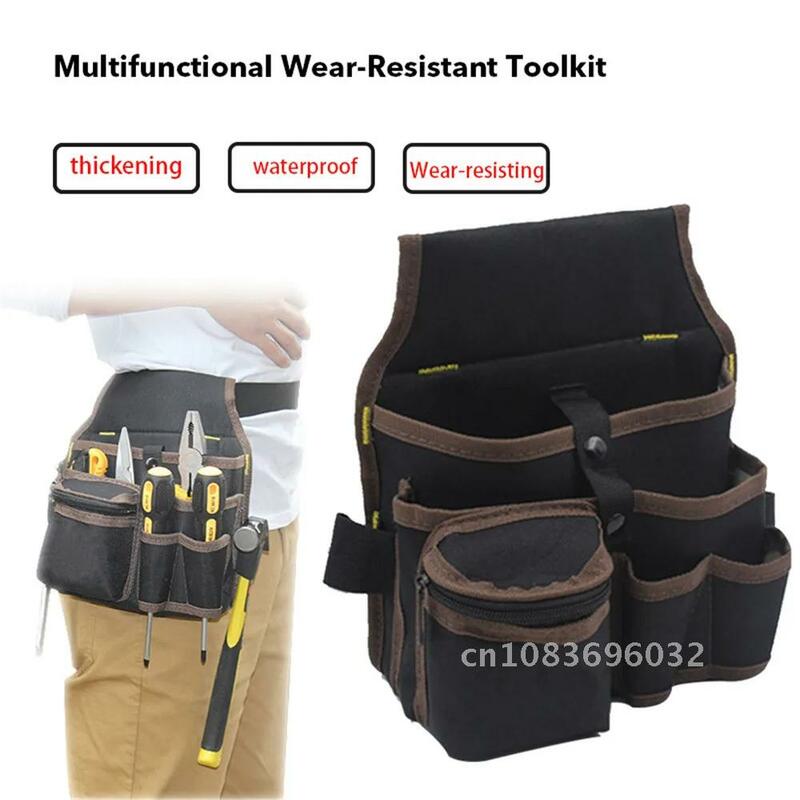 Bolsa de herramientas de alta capacidad 9 en 1, cinturón de cintura de electricista de tela de poliéster Premium, estuche de bolsillo de cintura