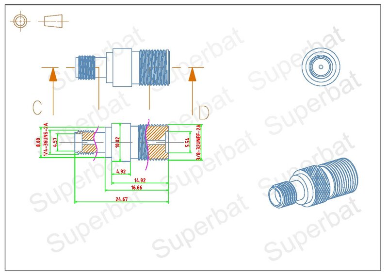 Superbat 5 stücke SMA-F Adapter SMA Jack zu F Weibliche Gerade RF Koaxial Stecker