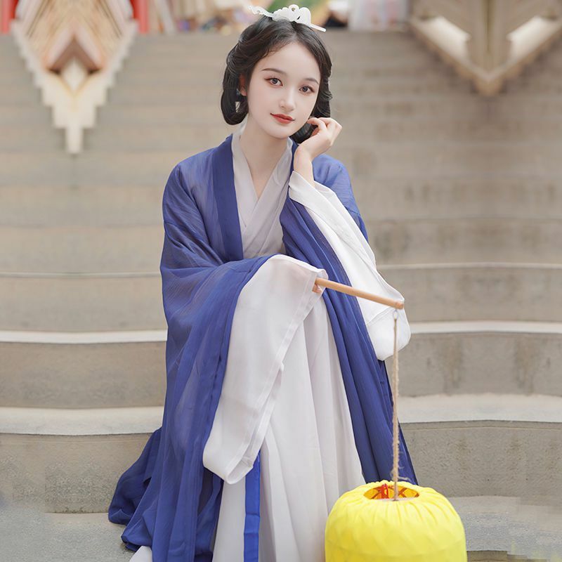 Oversized Hanfu Dress Women Ancient Chinese Hanfu Female Halloween Fairy Cosplay Costume Navy&Gray Hanfu Dress Plus Size 4XL