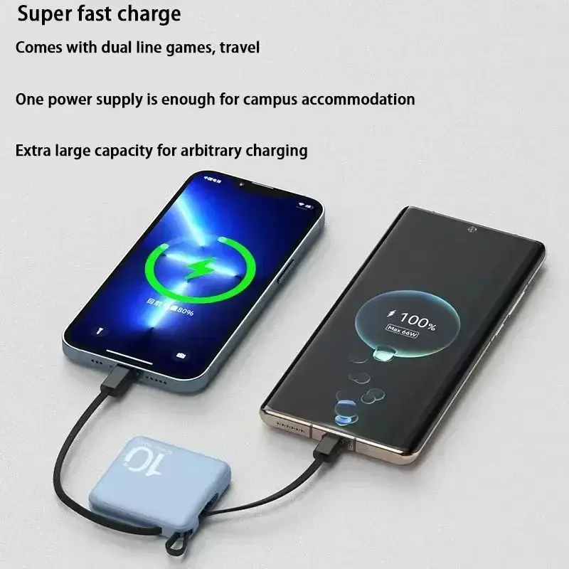Mini Super Carga Rápida Bateria Externa Portátil, 50000mAh Power Bank, Baterias Sobressalentes Powerbank para iPhone 14, Samsung, Xiaomi