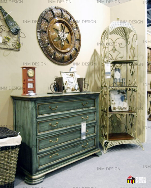 Country Entrance Cabinet Medick Hall Cabinet Bedroom Solid Wood Locker Chest of Drawers Decoration Side Cabinet