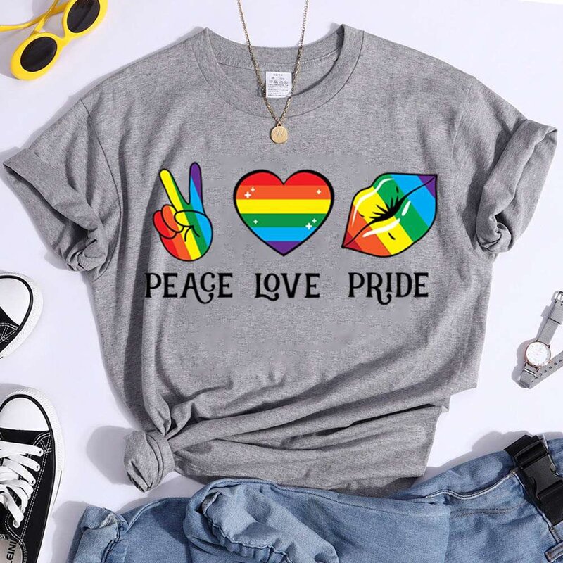 Cute LGBT Peace Love Pride t-Shirt per donna Summer Tee Shirt Femme Casual manica corta girocollo top t-Shirt