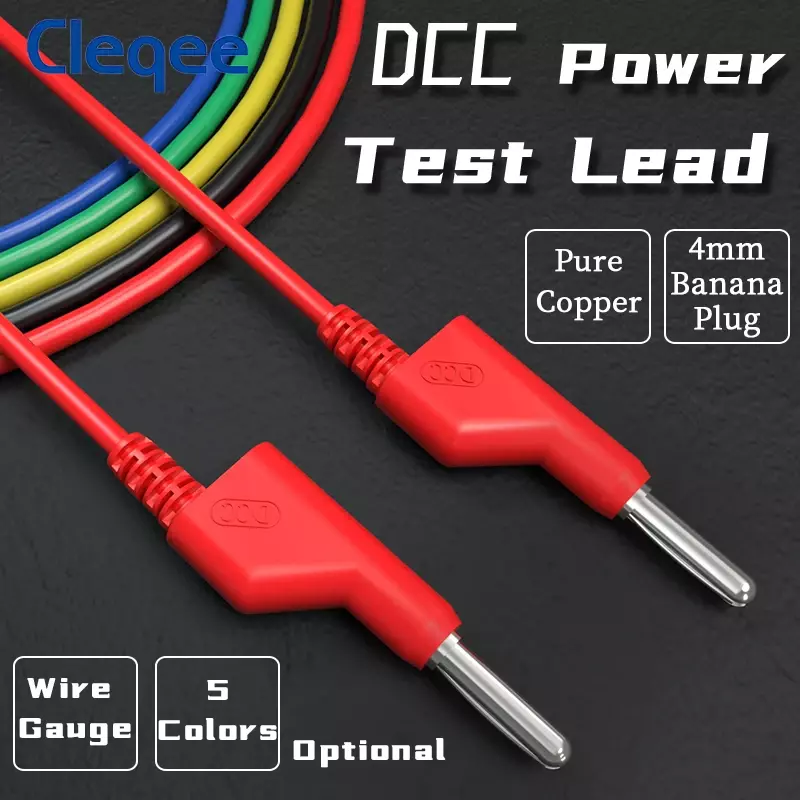 Cleqee 5x kabel uji Multimeter DCC, colokan pisang 4MM warna acak, dapat ditumpuk, uji daya DCC, 20A, kabel uji 0.5m/1m/1.5m/2m/3m/5m