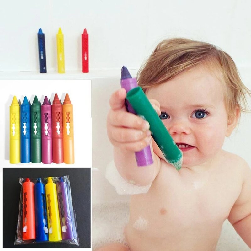 洗えるバスルームのクレヨン,消去可能な落書きペン,赤ちゃん,子供,創造的な教育玩具,6個