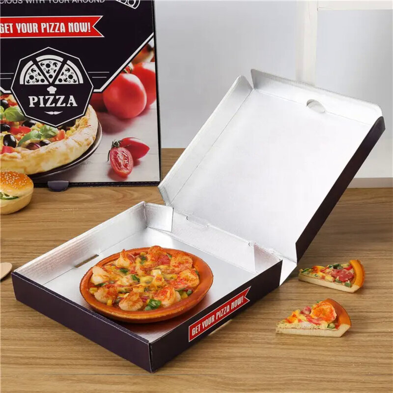 صندوق بيتزا مخصص ، سهل الاستخدام ، رقائق ألومنيوم ، صندوق بيتزا حراري ، صندوق الوجبات الجاهزة ، سادة ، منتج مخصص