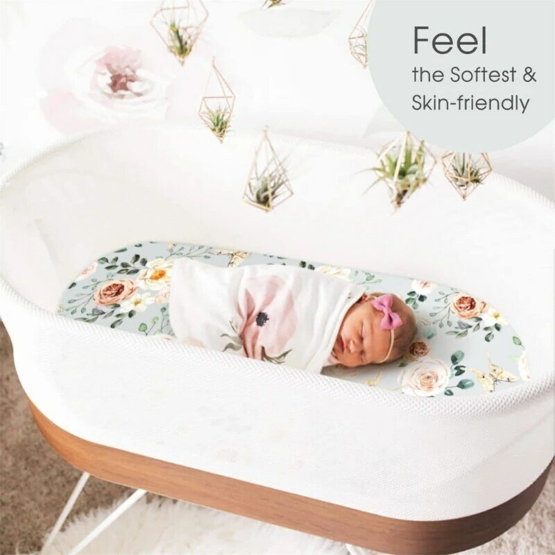 Newborns Baby Fitted Sheet Crib Bed Cover Sheet Fitted Bassinet Sheets Mattress Cover Soft Removable Bedding Supplies