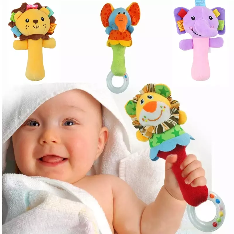 Детские погремушки с животными для новорожденных 0-12 месяцев, детская коляска, искусственная визуальная хватка, тренировочные мобильные куклы-колокольчики, игрушки