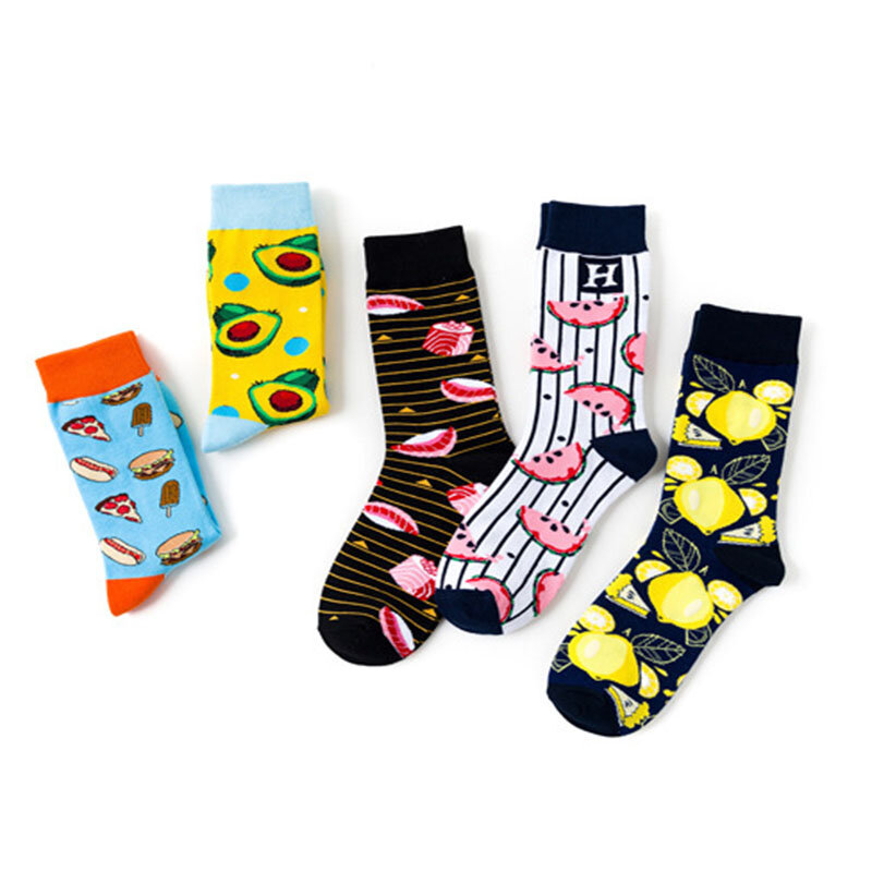 New trendy brand creative cotton socks fashion gourmet burger pizza cartoon men and women couple tide socks
