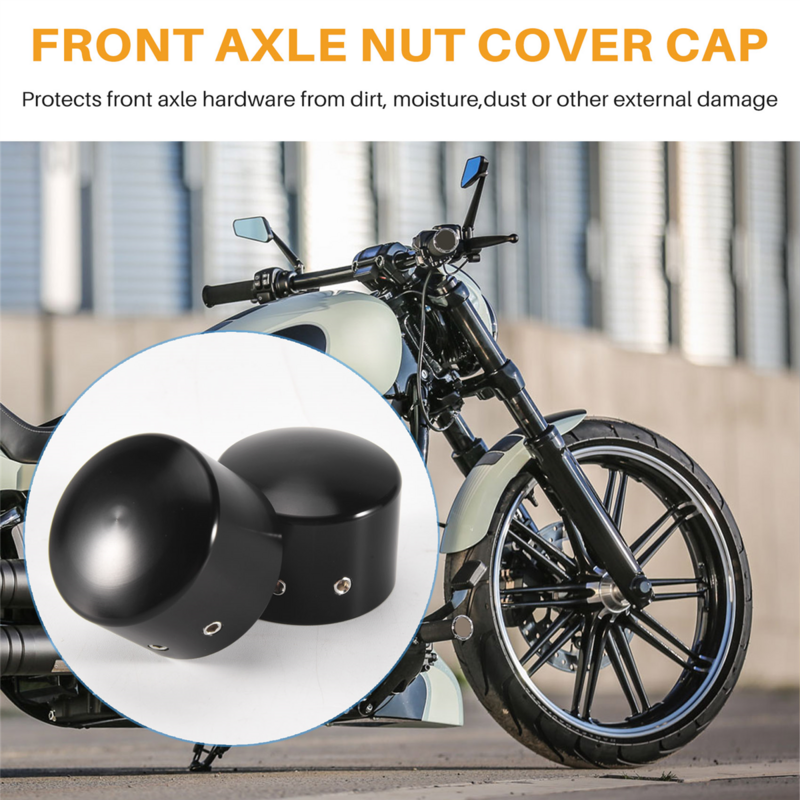 Black Front Axle Nut Cover Cap for Softail Sportster Dyna Road King Vrod King