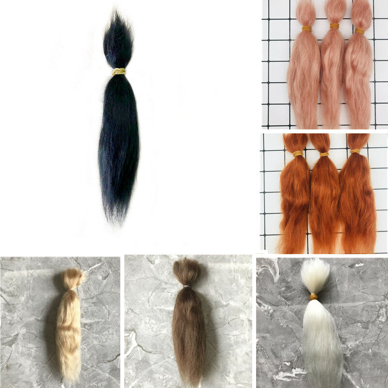 Muñeca Reborn de Mohair puro, accesorios de peluca, 8 colores, negro, blanco, dorado, marrón, BJD DIY