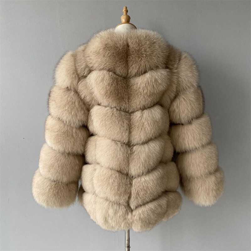 Casaco de pele de raposa real feminino, casaco de pele natural macia, casaco de luxo, alta qualidade, atacado, venda quente, inverno