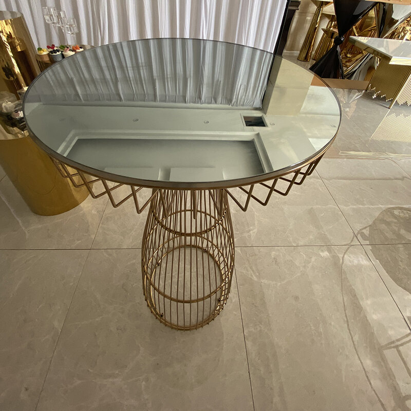 โต๊ะสูงทำจากสแตนเลสสตีลแบบหรูหราทันสมัยสำหรับคาเฟ่ห้องนั่งเล่นโต๊ะสูงบาร์สำหรับสันทนาการ