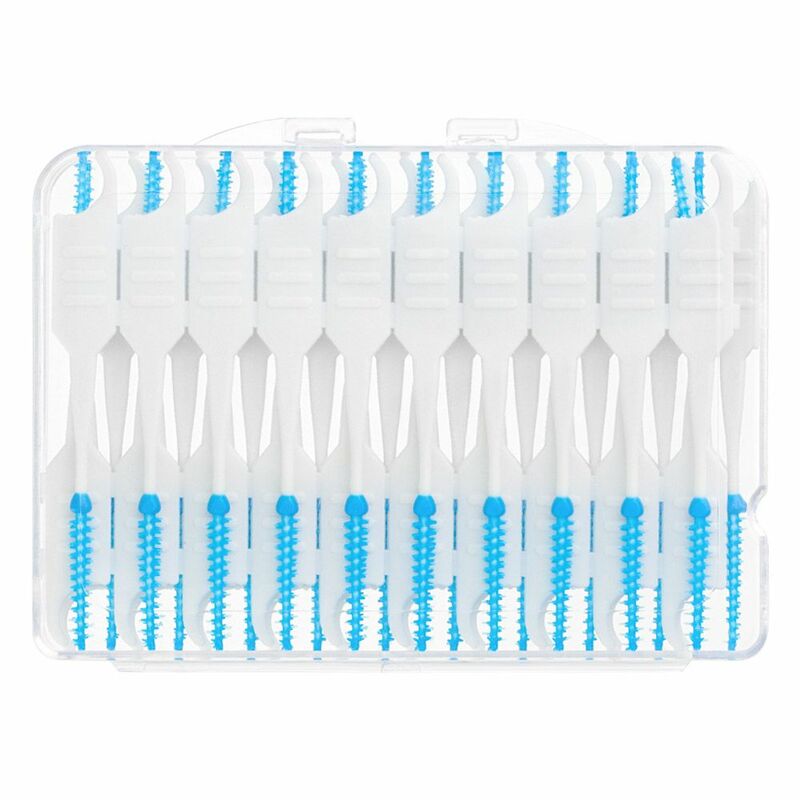 Cepillos interdentales de silicona para el cuidado de los dientes, cepillo de limpieza bucal de doble cabezal, 40 Uds.