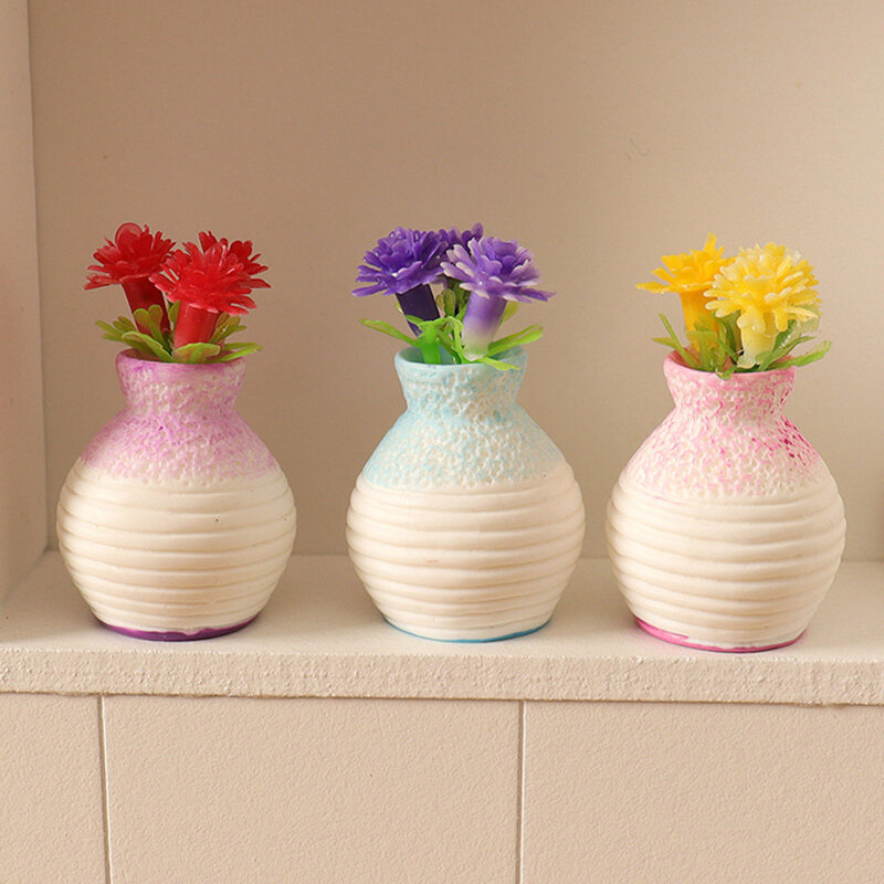 Vaso antigo em miniatura para arranjos florais, acessórios para casa de bonecas, boca pequena, vazio, decoração para jardim