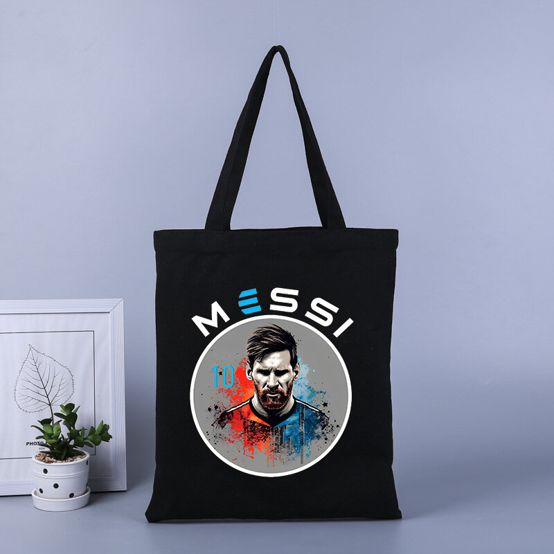 Messi-学生のための印刷されたハンドバッグ,学生のための大容量のショッピングバッグ