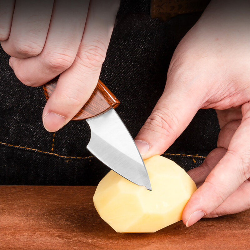 Портативный мини-нож D2 с лезвием для повседневного использования, нож с деревянной ручкой для фруктов, универсальный нож для кемпинга на открытом воздухе, многофункциональные канцелярские принадлежности, резак для бумаги