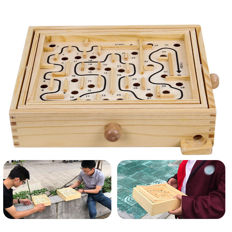 Jeux de société labyrinthe en bois pour enfants, boule mobile, puzzle labyrinthe 3D, jouets décroissants pour les mains, table pour enfants, jeu de société éducatif à l'équilibre