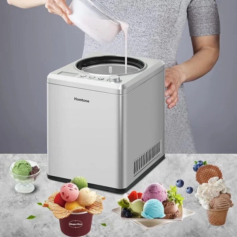 Homtone ice cream maker 2.64 quart for making homemade soft, hardcover, sobet within 60 min, keep cooling 2H, no pre-free