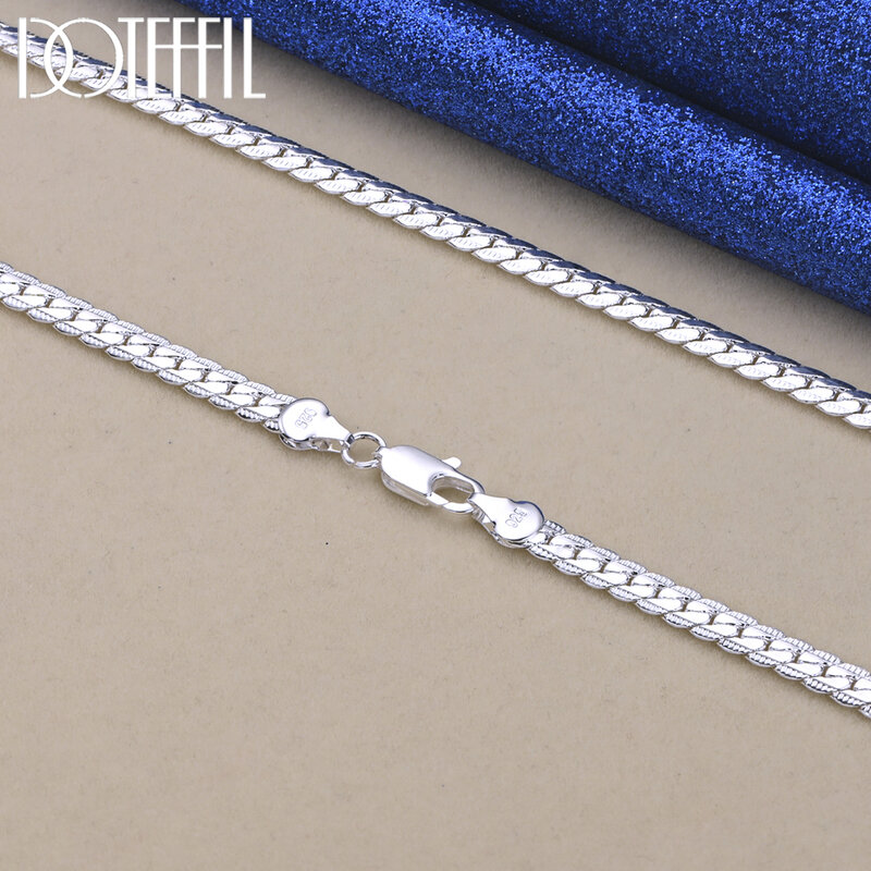 Doteffil Sterling silber 6mm Seitenkette 16/18/20/Zoll Halskette für Frau Männer Mode Hochzeit Verlobung Schmuck Geschenk
