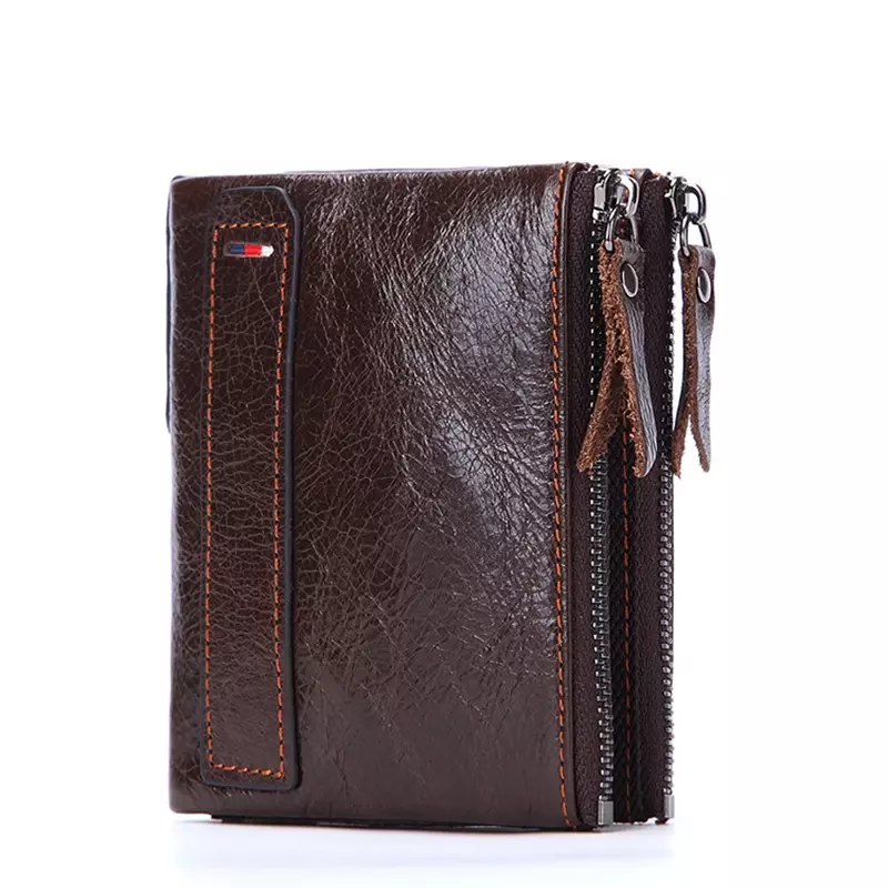 2020 nowa skóra wołowa prawdziwa skórzana portfel męski krótka portmonetka mała portfele Vintage marka wysokiej jakości designerski uchwyt