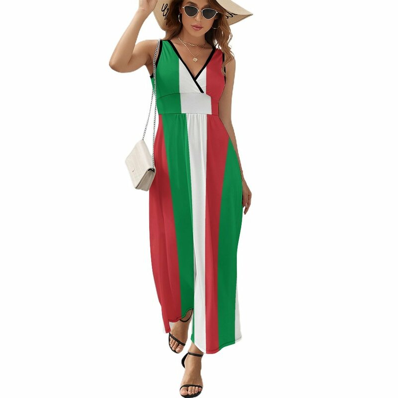 イタリア国旗のノースリーブドレス、女性の服、パーティードレス、イタリア